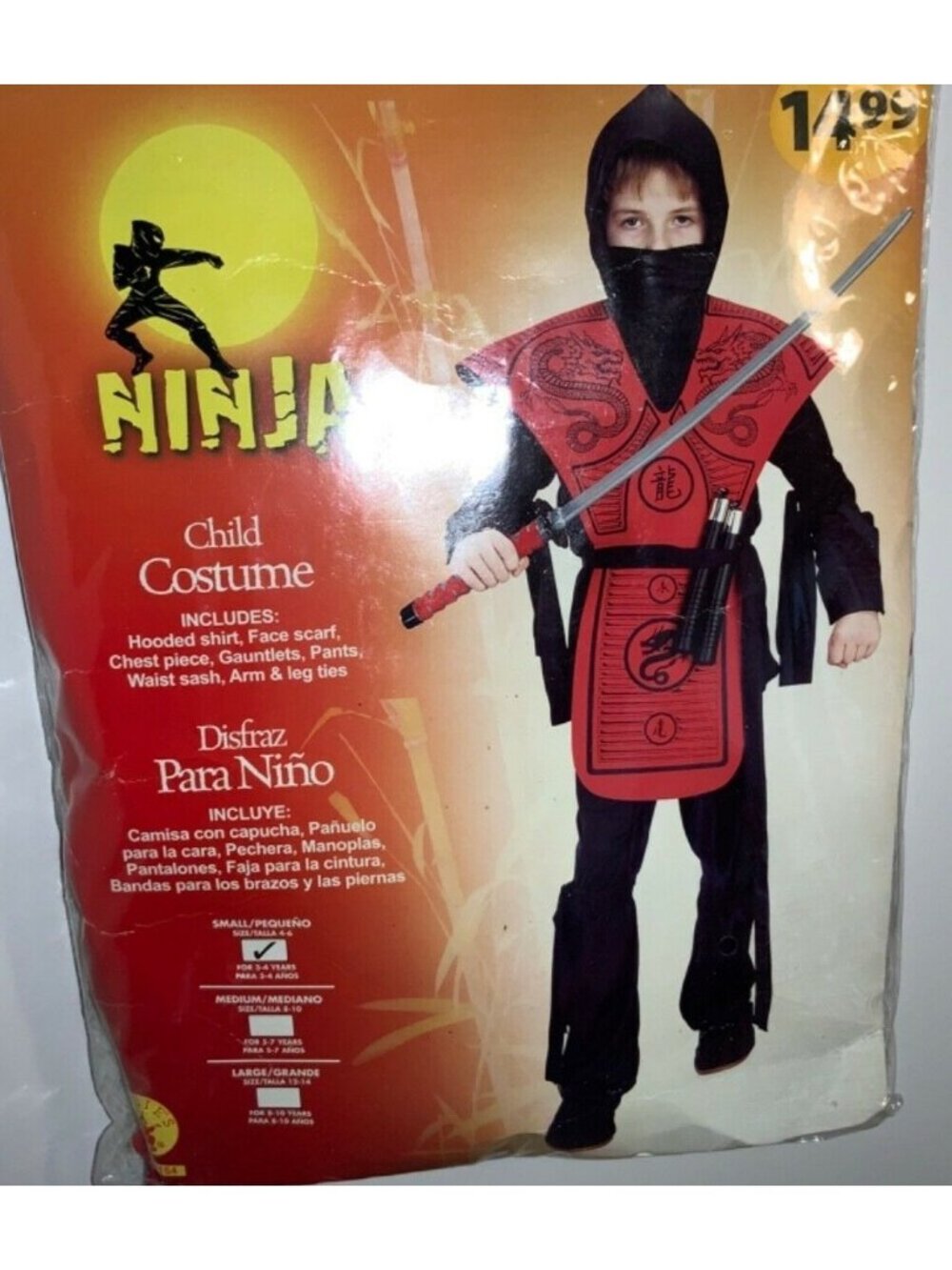 Ninja Child Halloween Costume Size 4-6  Dress Up Play Never worn